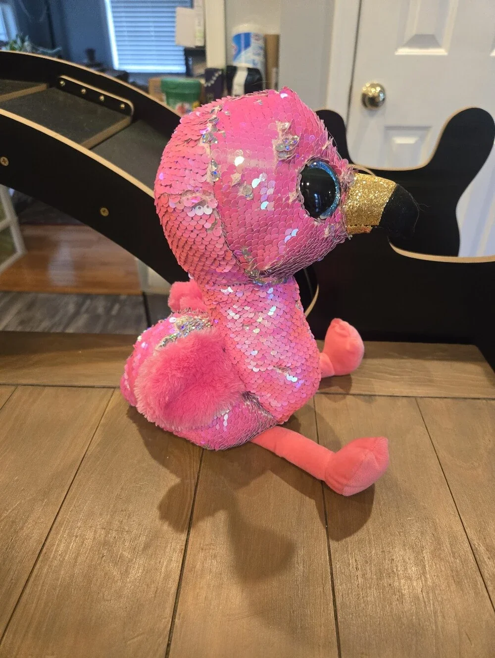 Ty Pinky Pink & Silver Sequin Plush Flamingo New